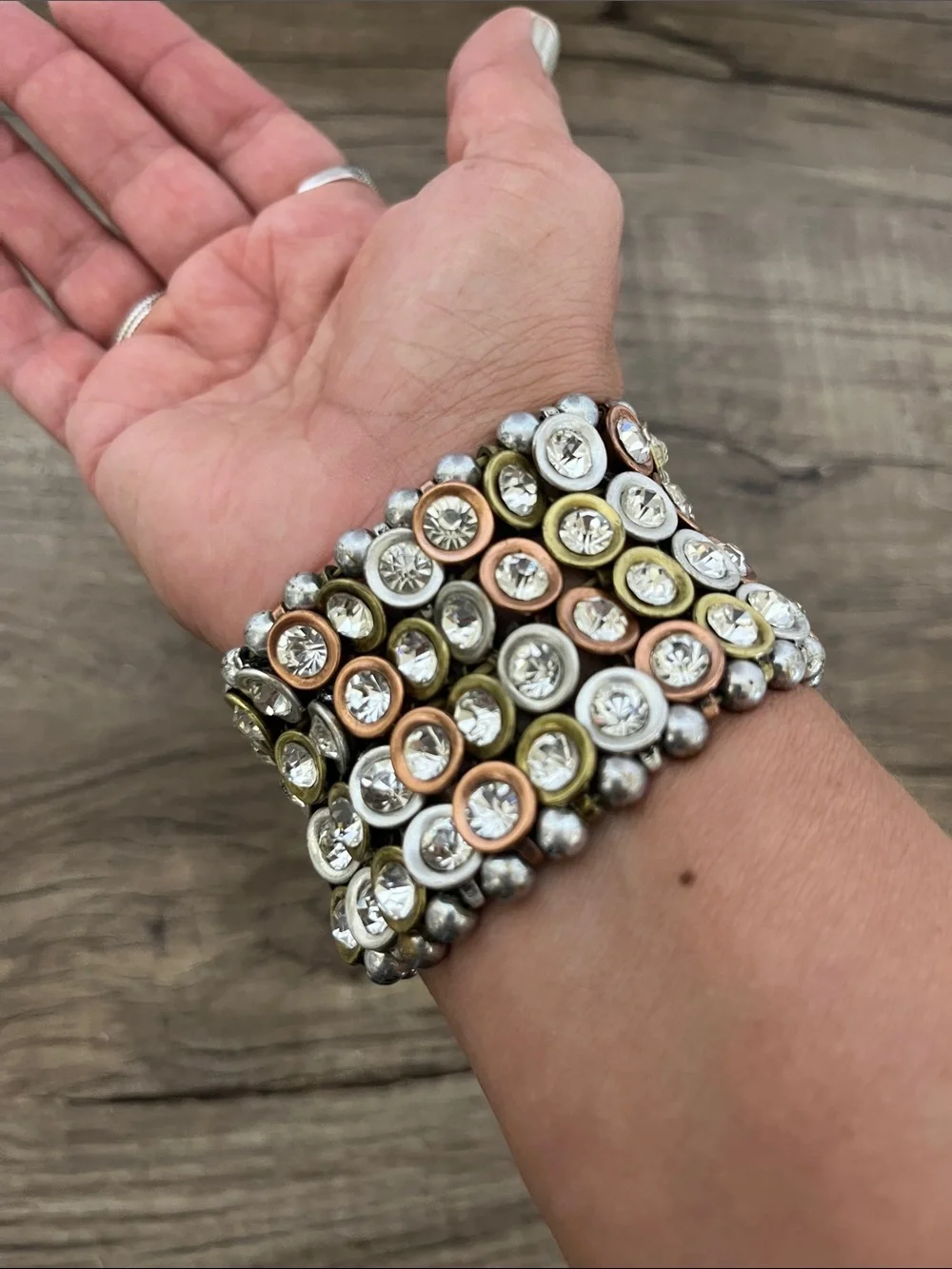 Crystal Accent Multi-Tone Stretch Bracelet